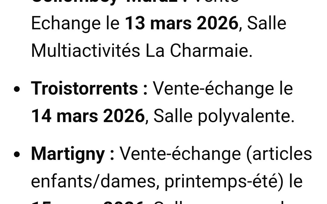 Dates vente-échange mars 2026