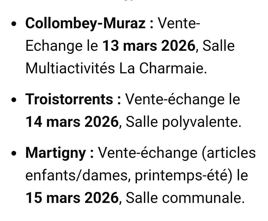 Dates vente-échange mars 2026